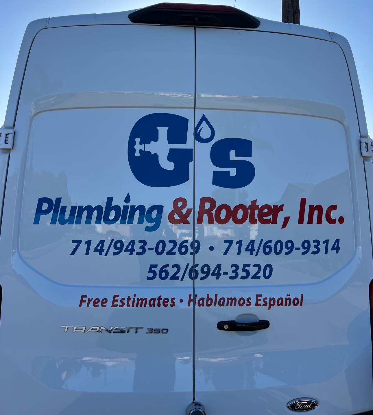 G's Plumbing service van in La Habra, CA